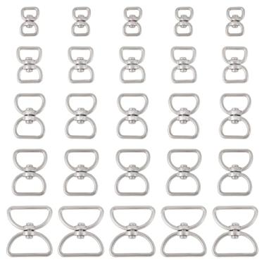 Imagem de 25 peças de fecho giratório de ponta dupla, 5 estilos de gancho giratório de liga de pressão, anel de bloqueio, fivela de conector para chaveiro, chaveiro, caminhada, acampamento, mochila, suprimentos