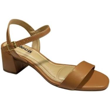 Imagem de Sandália Feminina Salto Bloco Médio Fivela Moleca-Feminino