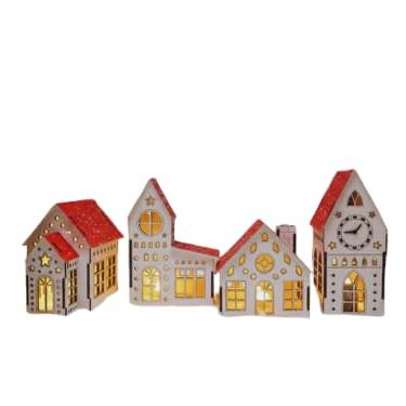 Imagem de Vila Natalina Decorativa, Conjunto de Presépios em Miniatura, Casas e Igrejinha com Chaminé, Decoração para Ceia de Natal