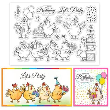 Imagem de Carimbo transparente de aniversário de galinha com desenho animado personalizado de silicone transparente para álbum de fotos faça você mesmo, criação de cartões decorativos, pintinho, 6,3 x 11 x 0,3