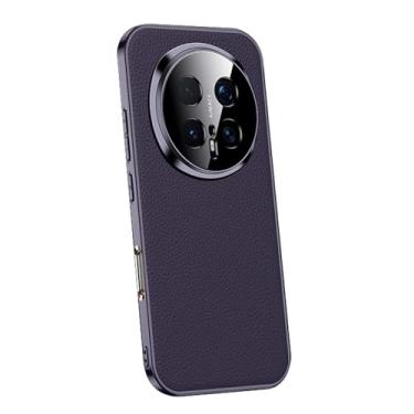 Imagem de POYUFRG Capa de couro genuíno para Honor Magic 8 Pro/Magic 8, capa galvanizada de luxo fina com capa de proteção de lente com tudo incluído, roxa, 8 Pro