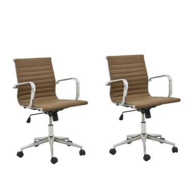 Imagem de Kit 2 Cadeiras de Escritório Diretor Esteirinha em material sintético 