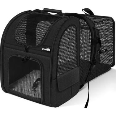 Imagem de Mochila Pet Carrier Pecute Large Expansível de Malha Preta