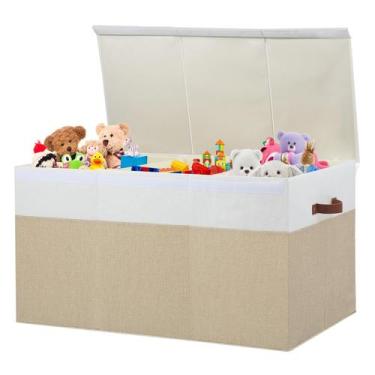 Imagem de Caixa de armazenamento de brinquedos Gowee Large 90x43x43cm Bege Branc