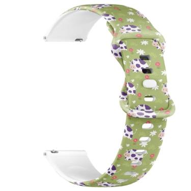 Imagem de THAZEE Pulseira de relógio esportivo de silicone macio de liberação rápida de 22 mm (estampa engraçada de vaca infantil) pulseira de borracha de substituição para mulheres, homens