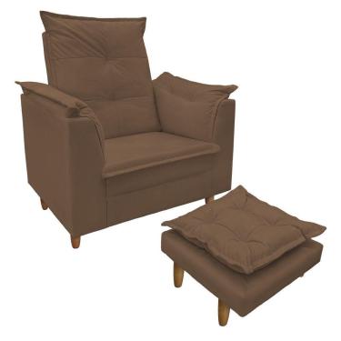 Imagem de Poltrona De Amamentação Com Puff Isabella Luxo Bellamado Marrom