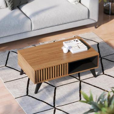 Imagem de Mesa De Centro Retangular 1 Nicho Jeri Noce Milano Preto Fosco Noce Milano Preto Fosco