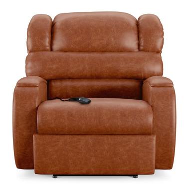 Imagem de Poltrona Do Papai Sala De Cinema Reclinável Manchester Controle Elétrico Usb Pu Caramelo Brilho