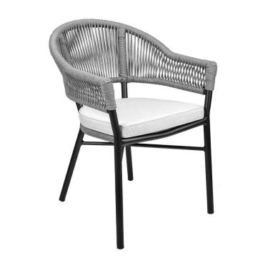 Imagem de Cadeira área Externa De Alumínio Bear Com Corda Naútica Preto-grafite G56 - Gran Belo