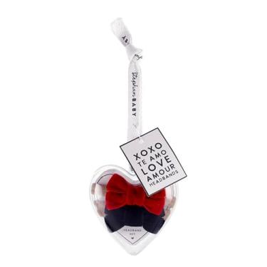 Imagem de Stephan Baby Enfeites de primeiro Natal - Ornamento transparente e laço de veludo, conjunto de presente para recém-nascidos, em forma de coração, preto e vermelho
