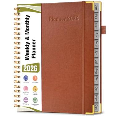 Imagem de Agenda A4 espiral 2026, janeiro de 2026 a dezembro de 2026, agenda diária de 12 meses, 21,6 x 28 cm, agenda semanal e mensal, livro de calendário de capa dura, material escolar para trabalho, escola