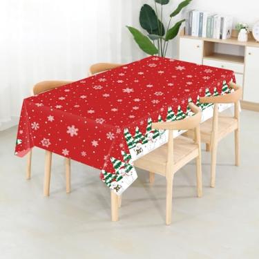 Imagem de Toalha de mesa descartável de 137 x 272 cm, capa de mesa decorativa de plástico impermeável para festas, à prova de vazamento e resistente