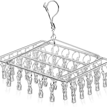 Imagem de Varal de Calcinha e Meias em Aço Inoxidável com 40 Prendedores – Dobrável, Resistente e Antiferrugem | Ideal para Roupas Íntimas, Sutiãs e Acessórios