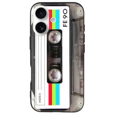 Imagem de MEGANTREE Capa de telefone com design de fita cassete retrô fofa para iPhone 17, acabamento fosco TPU, toque macio, ajuste fino, anti-impressão digital, para meninas mulheres meninos homens - preta