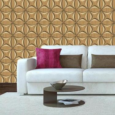 Imagem de Papel De Parede Madeira Tatauba Desenho Autocolante Sala - LRP