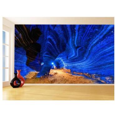 Imagem de Papel De Parede 3D Arte Cavernas Azul Gruta 3,5M Tra167 - Você Decora
