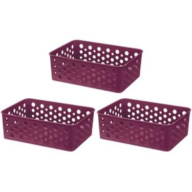 Imagem de Kit 3 Cesto Organizador Rattan Multiuso Armário Gaveta Lavanderia P (1