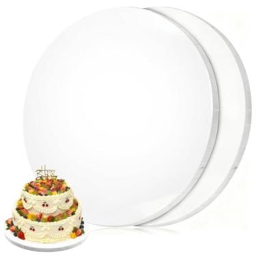 Imagem de Aumodizzy 2 tambores de bolo, tábuas de bolo redondas de 30 cm de espessura, branco, papelão de qualidade profissional, base de cartão