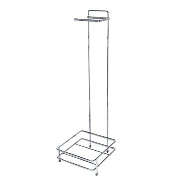 Imagem de Suporte Porta Papel Higiênico De Chão Com Espaço Porta Lixeira Quadrada Papeleira De Chão Decorativa Para Banheiro Lavabo Em Aço Piatina (Cromado)