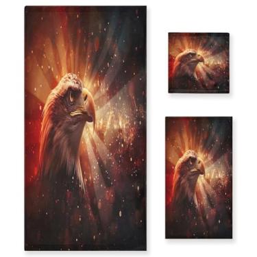 Imagem de Blueangle Conjunto de toalhas de águia careca com bandeira - 3 peças de toalhas de banheiro macias e absorventes para spa e decoração de casa (inclui banho, toalha de mão e toalha) #23