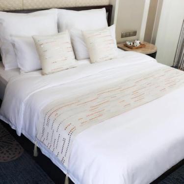 Imagem de Capa protetora de lenço de corredor de cama, cachecol de cama com estrelas caindo de vidro colorido e enfeites de strass, para hotel pousadas residenciais - branco bege | | fronha de 45 * 45 cm * 1