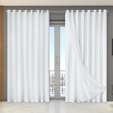 Imagem de Cortina Dual Microfibra Voil Gaze Belga 2,70m x 2,30m 100% Poliéster - Branco