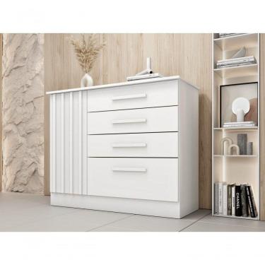 Imagem de Cômoda Guarani Ripada 4 Gavetas E 1 Porta Tcil Cor:neve
