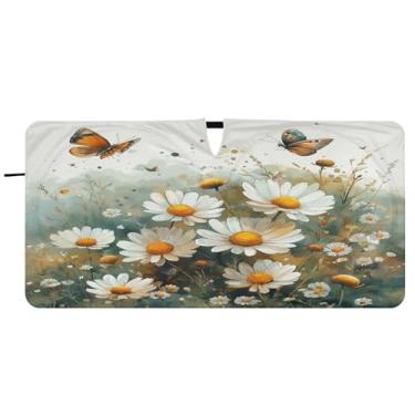 Imagem de Blueangle Aquarela Meadow Daisies Para-brisa Para-brisa - 149.9 cm x 76.2 cm Dobrável Carro Frontal Protetor Solar Blocos Raios UV Viseira de Sol (689)