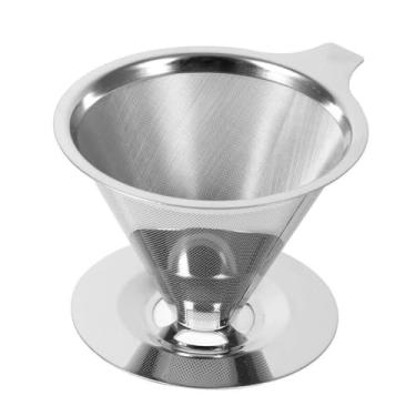 Imagem de Coador de Café em Aço Inox, Filtro Permanente Reutilizável, Tamanho 102 e 101, Base Larga, 8,5-8,9 cm Altura