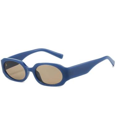 Imagem de Óculos de sol quadrados retrô da moda, armação pequena de luxo para homens, para dirigir e viajar, UV400 (chá azul)