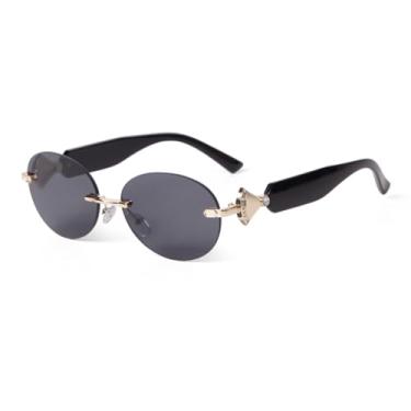 Imagem de HCHES Óculos de Sol Redondos Sem Aro UV400 Masculino Feminino Luxo Verão Degradê (1)