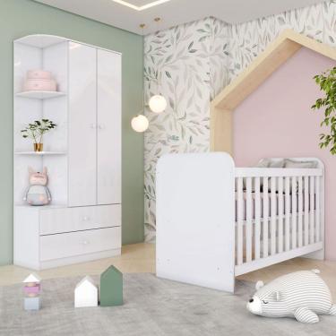 Imagem de Quarto de Bebê Completo Labirinto 2 Portas 2 Gavetas Branco - Henn