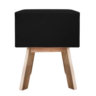 Imagem de Puff Banqueta Quadrada Retrô Suede - Preta