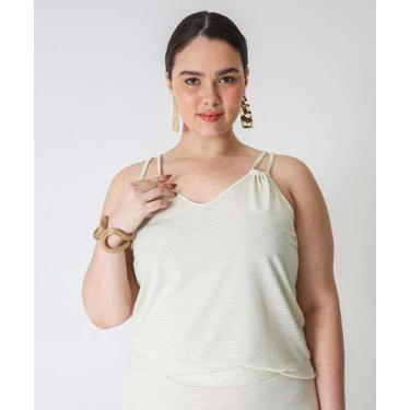 Imagem de Blusa Plus Size Feminina Lurex Marisa Bege-70018, Bege, G1