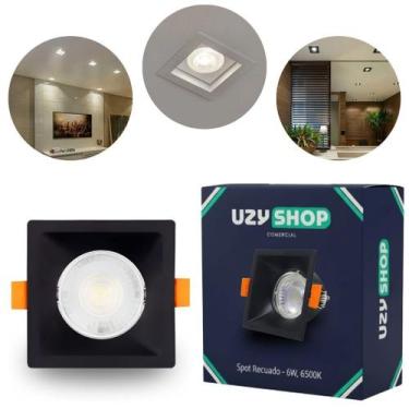 Imagem de Spot Recuado LED 6W Bivolt Versátil Quente Fria Preto Branco Quadrado 