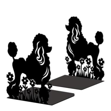 Imagem de Peacoblue Suportes de livros de metal para prateleiras, tampas de livros de estudo resistentes decorativas modernas para escritório, mesa, prateleira, sala 13,5 x 11 x 16,5 cm de ferro fundido simples