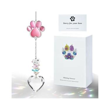 Imagem de Pet Memorial Suncatcher – Presentes de memorial para cães, simpatia por perda de animais de estimação, presentes de lembrança de luto de cães e gatos, apanhador solar de cristal natural de pata de