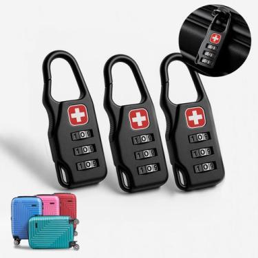 Imagem de Kit 3 Cadeados Senha Segredo Bolsa Mochila Mala De Viagem - Alloy +