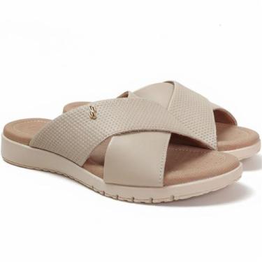 Imagem de Slide Chinelo Feminino Usaflex Couro Amortecimento em Gel Cor:NudeTama