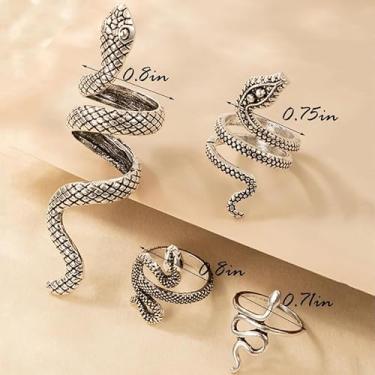 Imagem de Conjunto de anéis vintage góticos empilháveis texturizados punk ajustáveis joias para mulheres uso diário acessórios de fantasia presentes de amizade para mulheres, presentes de Natal para Dia dos
