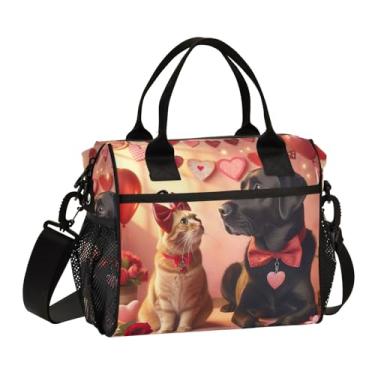 Imagem de ODAWA Valentine Pets Lancheiras femininas vermelhas para trabalho, lancheira com suporte para garrafa de água
