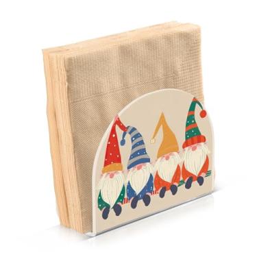 Imagem de Bonito suporte de guardanapo de gnomo de Natal, porta-guardanapos de plástico vertical suporte de guardanapo para cozinha restaurante piquenique