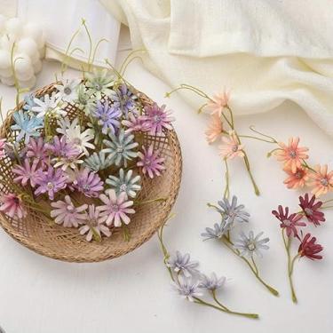 Imagem de 10 peças/lote de flores simuladas com três pequenas margaridas para decoração de casamento, arranjo de flores, decoração de casa de hotel e flores simuladas (verde)