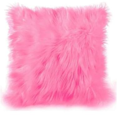 Imagem de Almofada de luxo com enchimento de pelo alto, 45x45(Rosa chiclete)