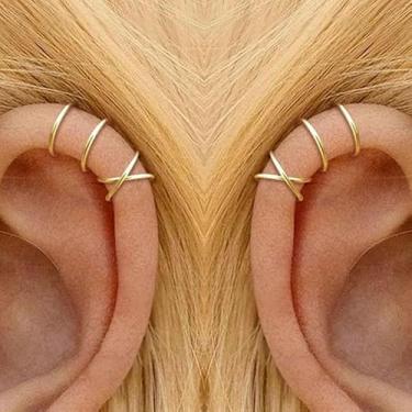 Imagem de Brincos de orelha sem piercing de Natal para mulheres, presentes modernos, brincos de cartilagem, empilhas, brincos falsos, joias, presentes, Medium, Latão, Sem pedra preciosa