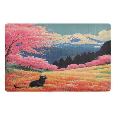 Imagem de Joisal Tapetes de entrada internos de gato cerejeiras rosa para casa antiderrapante tapete de boas-vindas interno 81,3 cm x 50,8 cm