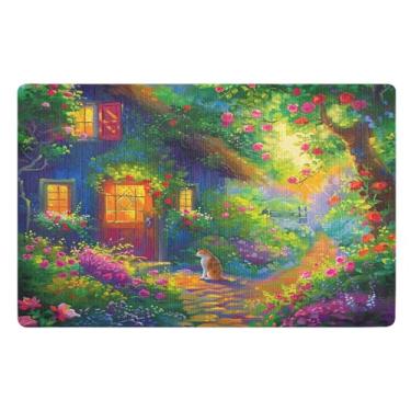 Imagem de Casa de jardim com tapetes de porta de gato, tapete de cachorro resistente à sujeira para patas enlameadas, mini tapete, decoração de varanda frontal