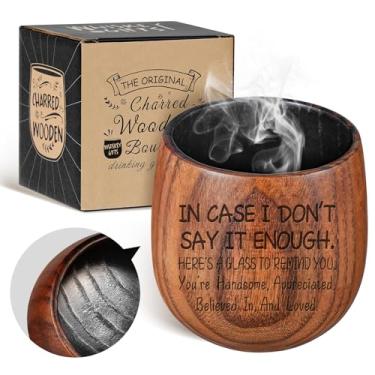 Imagem de Aganmi Copo de Bourbon de madeira carbonizado engraçado, copos de uísque à moda antiga gravados a laser com designs exclusivos, presentes inspiradores de aniversário de aniversário de Natal Bourbon