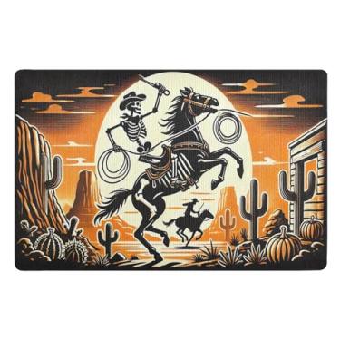 Imagem de Cowboy Sunset Capacho de entrada ao ar livre absorvente engraçado tapete de boas-vindas, tapete de entrada 81,3 cm x 50,8 cm