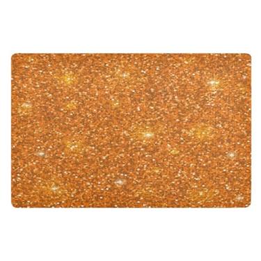 Imagem de Joisal Tapetes de boas-vindas com glitter laranja, tapetes para casa, antiderrapante, lavável, tapete de porta 81 x 50 cm